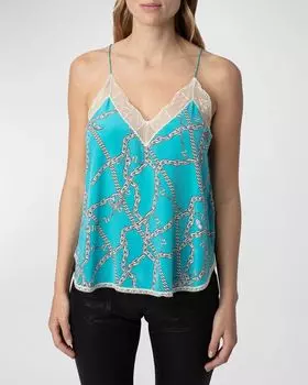 Шелковая майка Christy с цепочкой Zadig & Voltaire, цвет Aqua