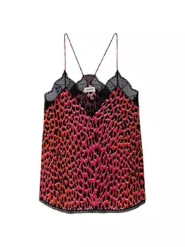 Шелковая майка Christy с леопардовым принтом Zadig & Voltaire, цвет rose