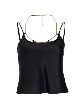 Шелковая майка с цепочкой и логотипом Alexander Wang, черный