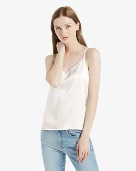Шелковая майка с V-образным вырезом спереди и сзади LILYSILK, слоновая кость