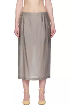 Шелковая миди-юбка Amomento, серый