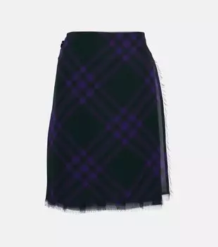 Шелковая мини-юбка в клетку Burberry, мультиколор