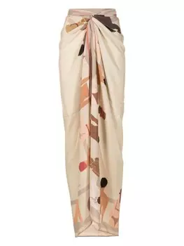 Шелковая накидка с графичным принтом Amir Slama, нейтральный цвет