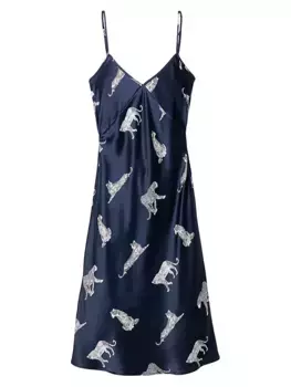 Шелковая ночная рубашка Panthere De Nuit Cosette Petite Plume, темно-синий