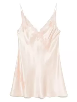 Шелковая ночная сорочка с кружевом Calais Caudry Carine Gilson, нейтральный