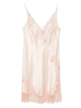 Шелковая ночная сорочка с кружевом Caudry Carine Gilson, розовый
