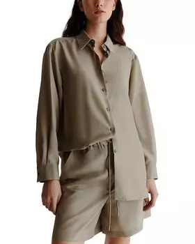 Шелковая однотонная рубашка Alec Marella, зеленый