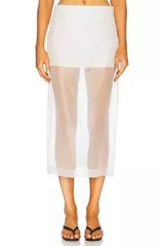 Шелковая органзовая юбка Frame, alabaster