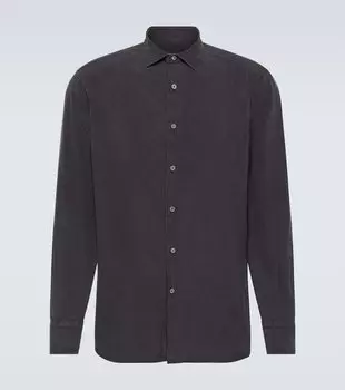 Шелковая оксфордская рубашка Zegna, синий