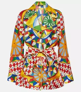Шелковая пижамная рубашка с принтом DOLCE&GABBANA, разноцветный
