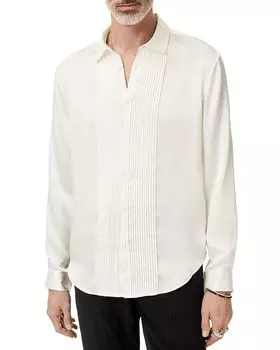 Шелковая плиссированная рубашка спереди John Varvatos, белый