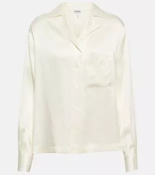 Шелковая рубашка анаграммы LOEWE, белый