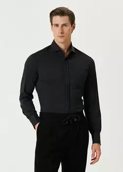 Шелковая рубашка Brunello Cucinelli, черный