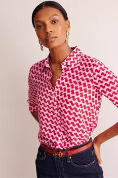 Шелковая рубашка цвета сиенны Boden, красный