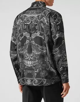 Шелковая рубашка Dandy Fit с фуляром с узором пейсли Philipp Plein, цвет Black / White