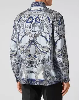 Шелковая рубашка Dandy Fit с фуляром с узором пейсли Philipp Plein, цвет Light Blue