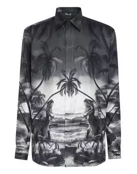 Шелковая рубашка денди Гавайи PHILIPP PLEIN, черный