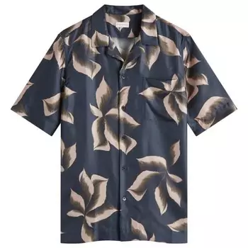 Шелковая рубашка для отпуска Carltone Dries Van Noten, синий