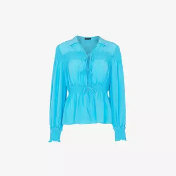 Шелковая рубашка Eleanor с завязкой спереди Whistles, синий