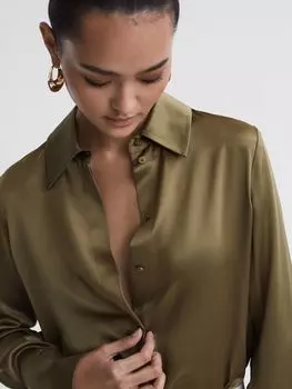 Шелковая рубашка Hailey Reiss, хаки