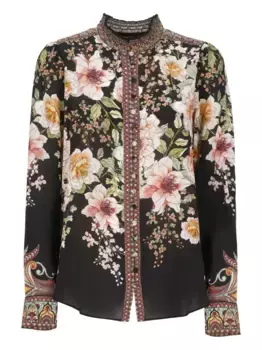 Шелковая рубашка Hanna с цветочным принтом Hale Bob, черный