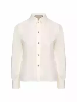 Шелковая рубашка Interlocking G Gucci, белый