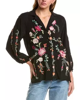 Шелковая рубашка Johnny Was с регланами, черный