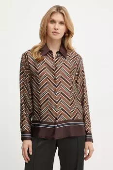 Шелковая рубашка LIQUIRIZIA Luisa Spagnoli, коричневый