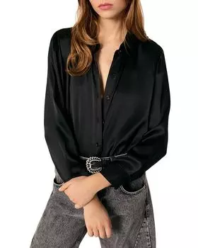 Шелковая рубашка Maje, черный