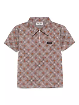 Шелковая рубашка поло Miu Miu, коричневый