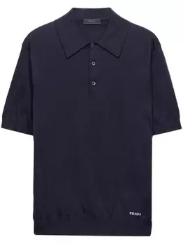 Шелковая рубашка поло Prada, синий