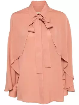 Шелковая рубашка с эффектом накидки Elie Saab, розовый