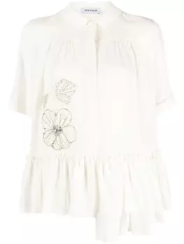 Шелковая рубашка с цветочной вышивкой Dice Kayek, белый
