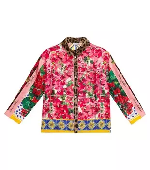 Шелковая рубашка с цветочным принтом Dolce&Gabbana, розовый