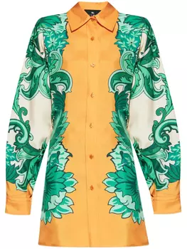 Шелковая рубашка с цветочным принтом ETRO, оранжевый