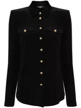 Шелковая рубашка с длинными рукавами BALMAIN, черный