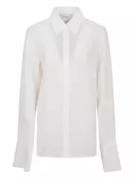 Шелковая рубашка с длинными рукавами MAX MARA, белый
