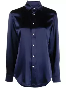 Шелковая рубашка с длинными рукавами POLO RALPH LAUREN, синий