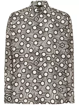 Шелковая рубашка с геометричным принтом Dolce & Gabbana, белый
