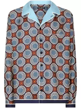 Шелковая рубашка с геометричным принтом Dolce & Gabbana, красный