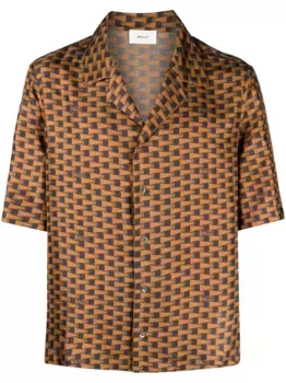 Шелковая рубашка с графичным принтом Bally, коричневый