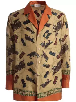 Шелковая рубашка с графичным принтом Bally, нейтральный