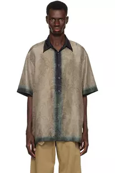 Шелковая рубашка с коротким рукавом Dries Van Noten, цвет petrol