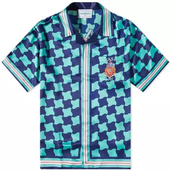 Шелковая рубашка с короткими рукавами и плиткой Casablanca Pool