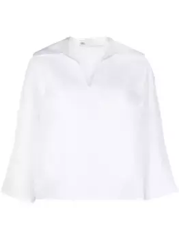 Шелковая рубашка с косым воротником Tory Burch, белый