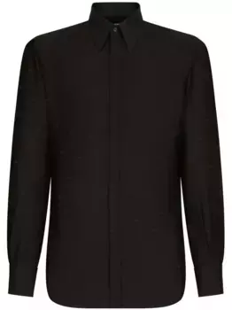 Шелковая рубашка с логотипом DOLCE & GABBANA, черный