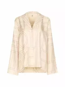 Шелковая рубашка с монограммой TOTEME, бежевый