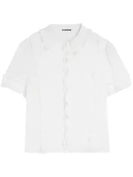 Шелковая рубашка с оборками Jil Sander, белый