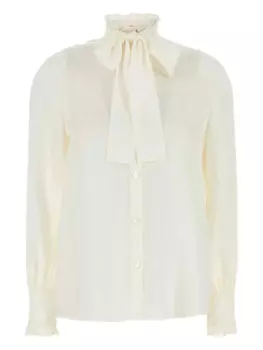 Шелковая рубашка с оборками от Valentino Garavani, нейтральный