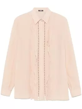 Шелковая рубашка с оборками Versace, нейтральный цвет